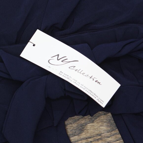 NWT Ny Collection Womens Petite Cropped Pull On Pants with Sash Navy Blue PM - Picture 5 of 7